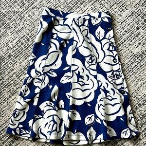 Maeve Blue and White Pleated A-Line Skirt
